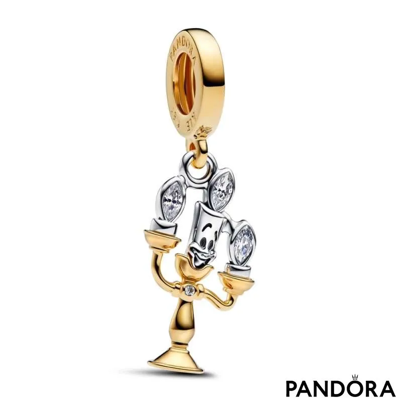 Talisman de tip pandantiv cu Lumiere din Frumoasa și Bestia de la Disney