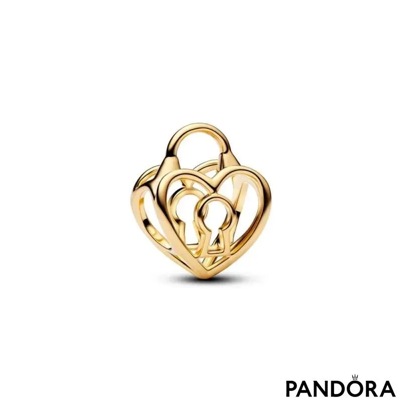 Talisman cu inimă cu lacăt cu structură dantelată 