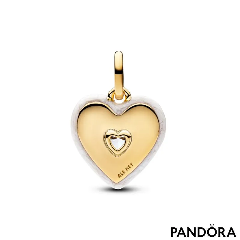 Talisman cu medalion cu inimă albă strălucitoare 