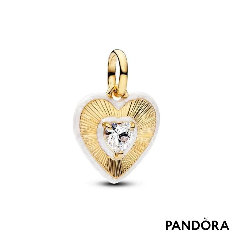 Talisman cu medalion cu inimă albă strălucitoare 