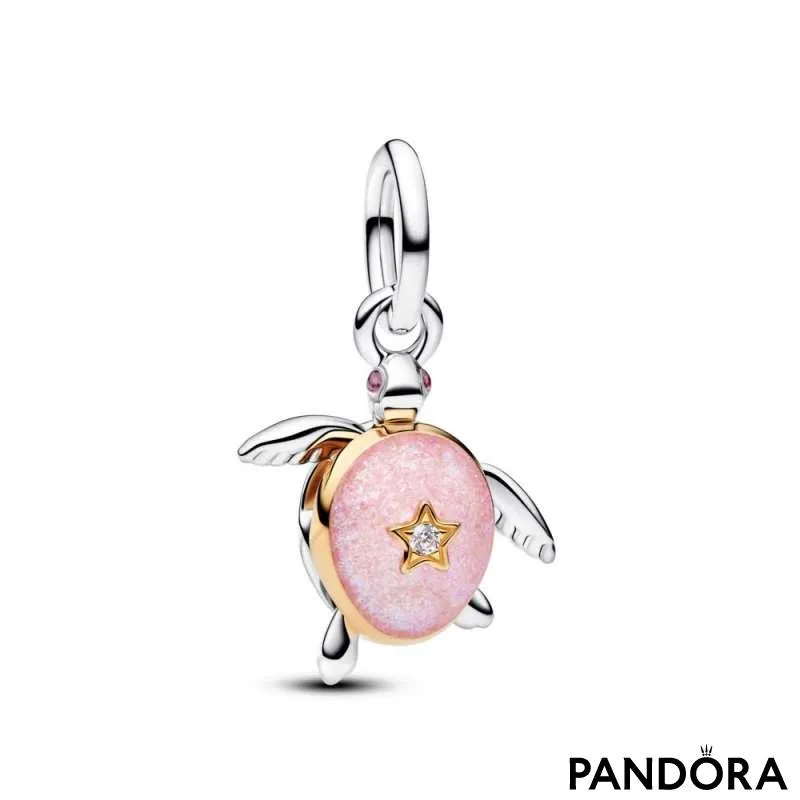 2026 Țestoasă de mare roz – Charm cu diamant creat în laborator 