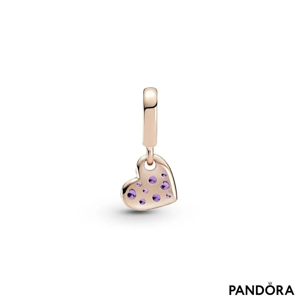 Talisman de tip pandantiv cu inimă înclinată pavé violet regal