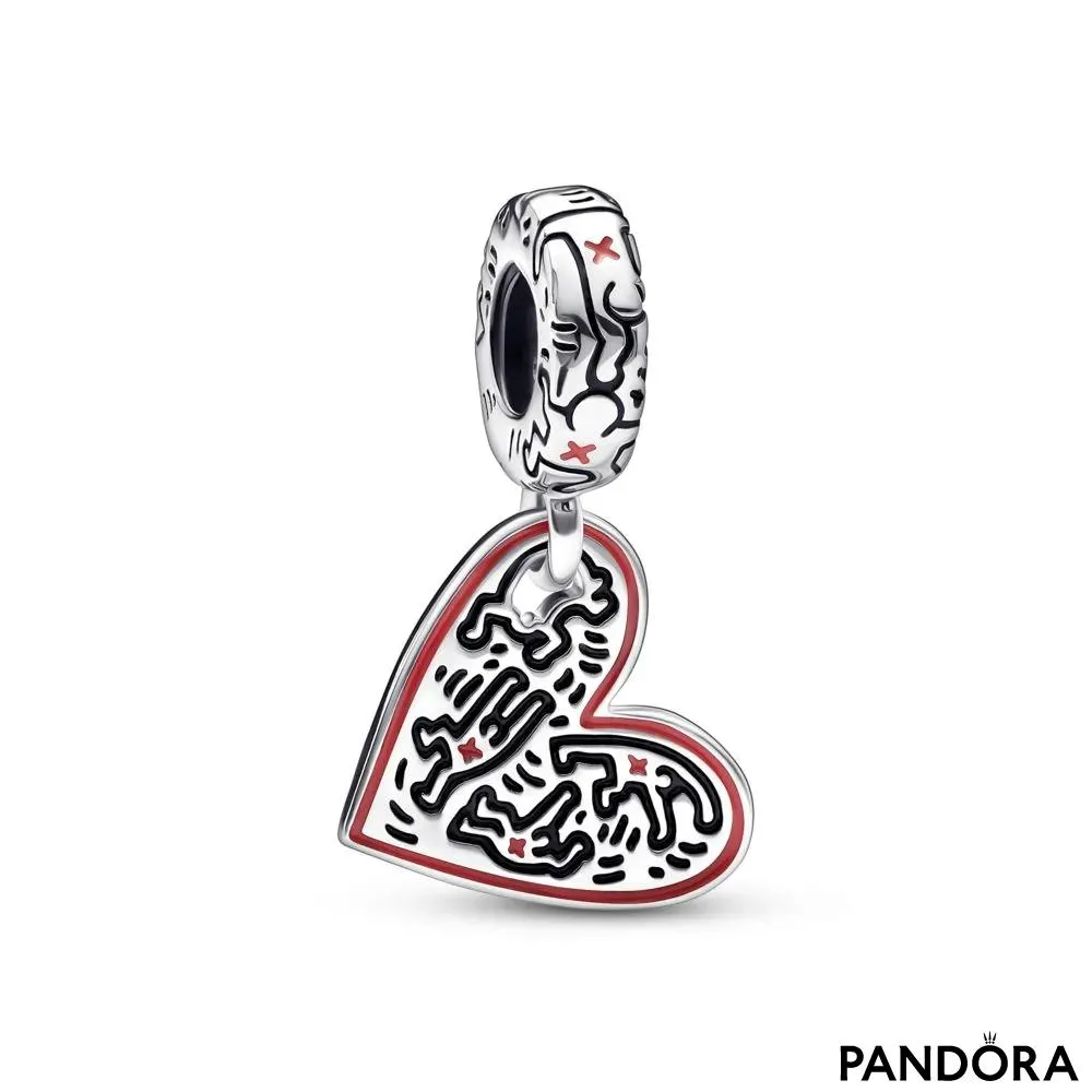 Talisman de tip pandantiv cu inimă Oameni Keith Haring™ x Pandora 