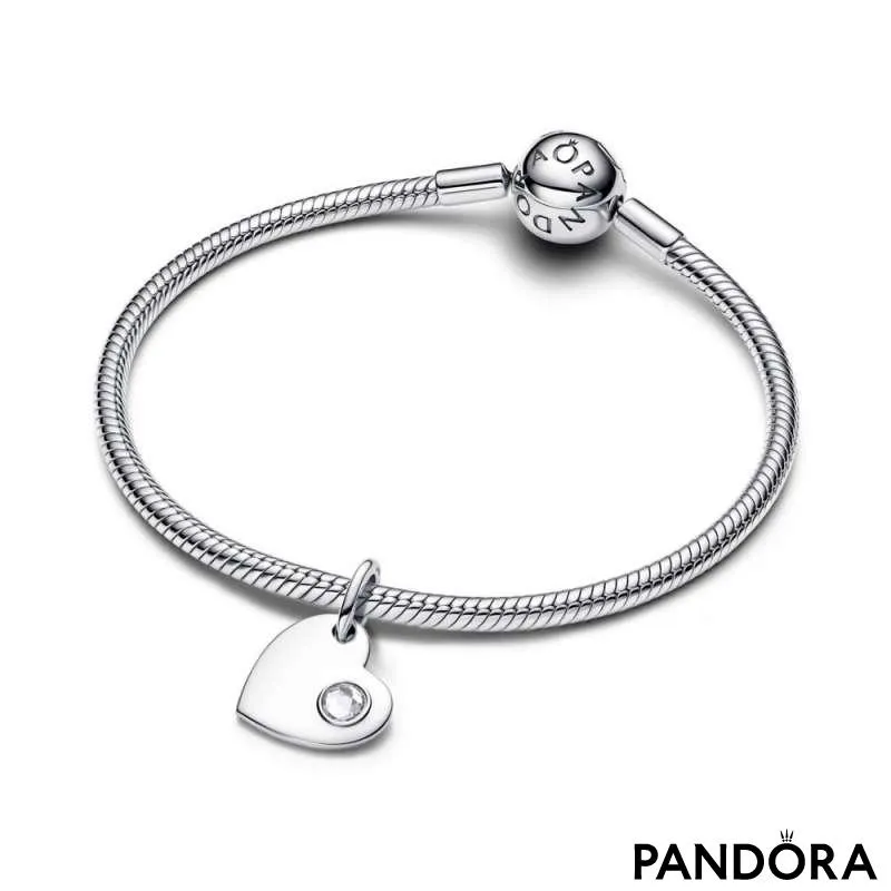 Подвеска-сердце для гравировки с прозрачным камнем — Апрель 