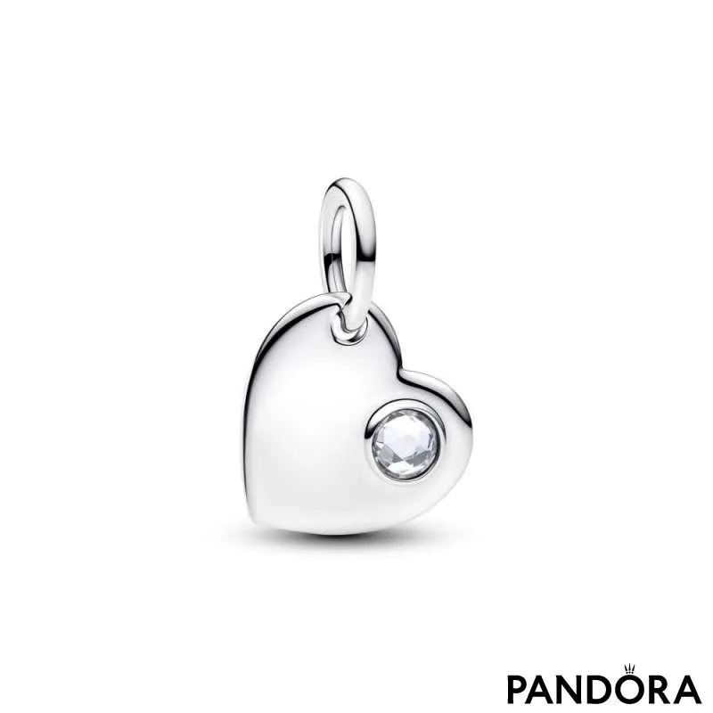 Подвеска-сердце для гравировки с прозрачным камнем — Апрель 