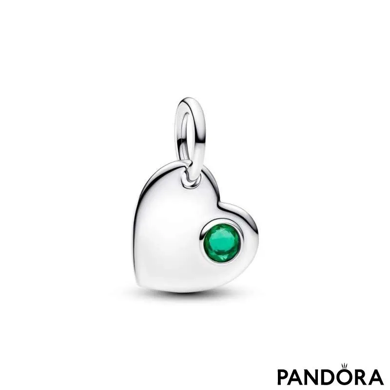 Подвеска-сердце для гравировки с зелёным камнем — Май 