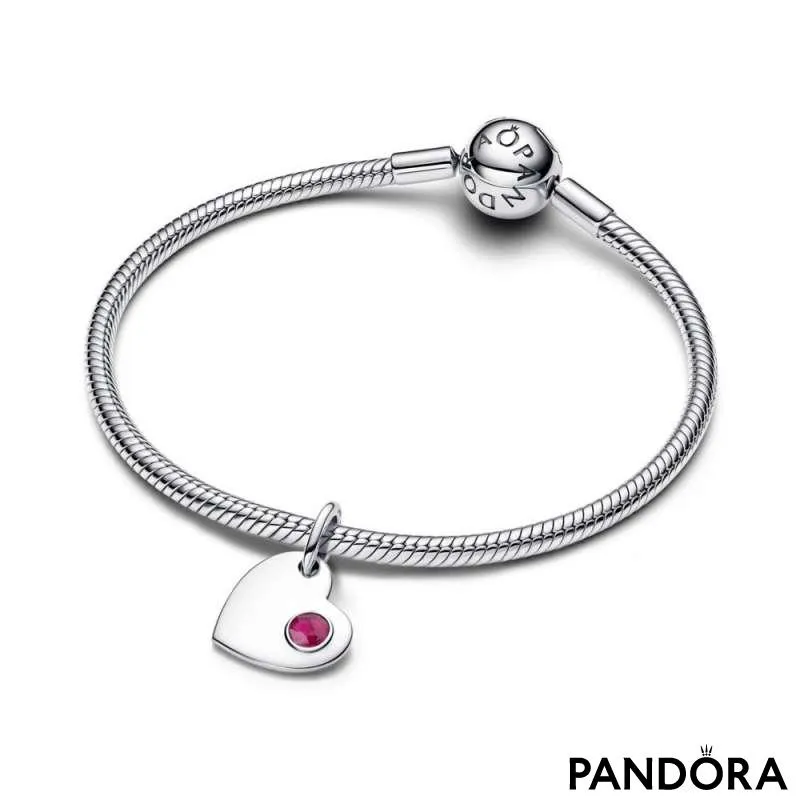 Подвеска-сердце для гравировки с красным камнем — Июль 