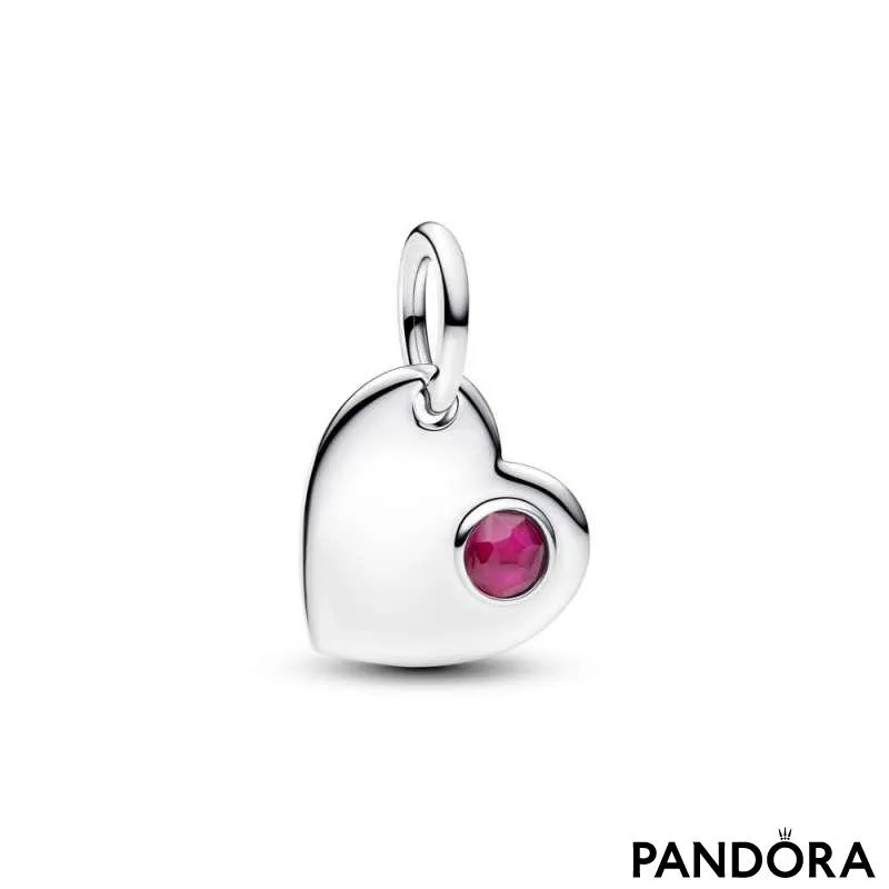 Подвеска-сердце для гравировки с красным камнем — Июль 