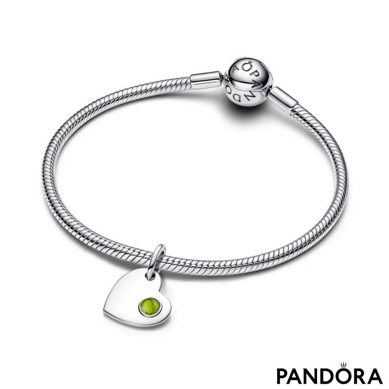 Подвеска-сердце для гравировки с весенне-зелёным камнем — Август 