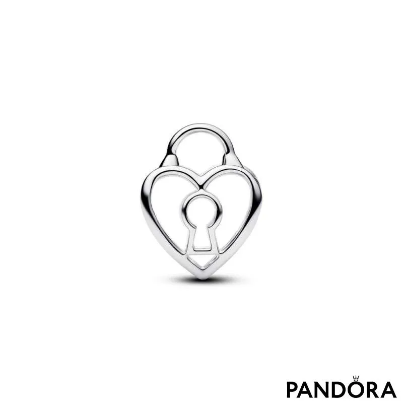 Talisman cu inimă cu lacăt cu structură dantelată 