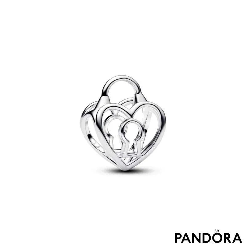 Talisman cu inimă cu lacăt cu structură dantelată 