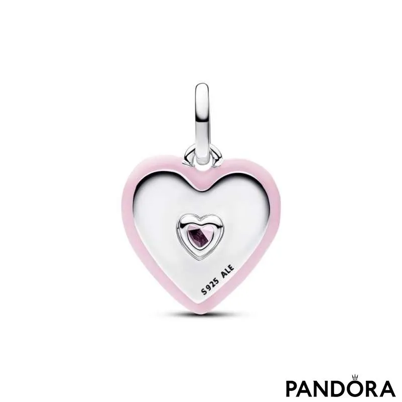 Talisman cu medalion cu inimă roz strălucitoare 