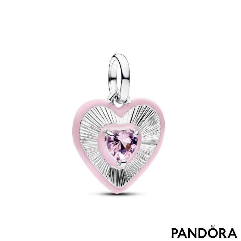 Talisman cu medalion cu inimă roz strălucitoare 