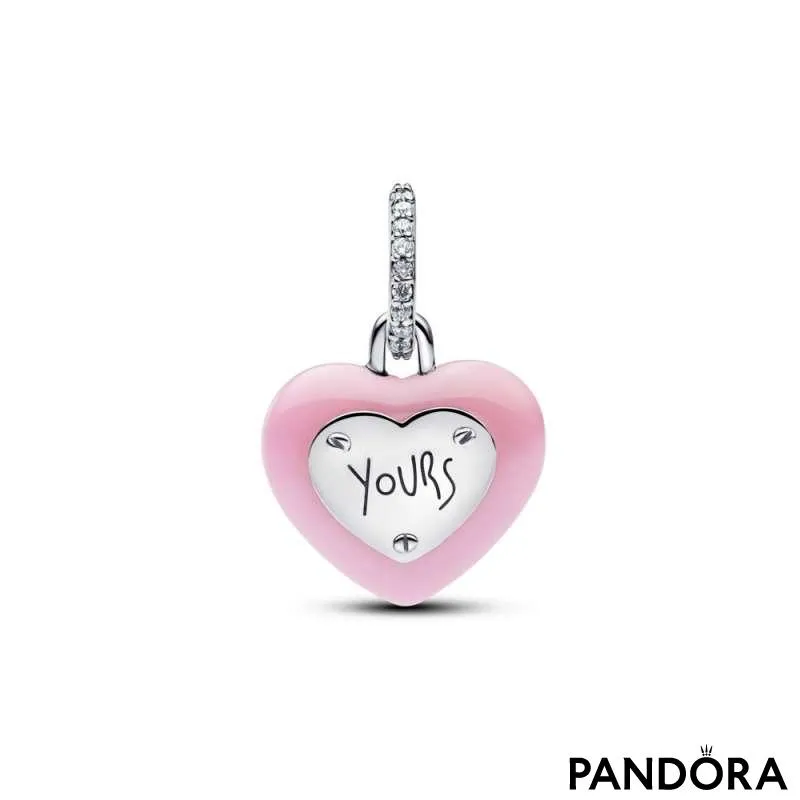 Подвеска-замок — розовое керамическое сердце 