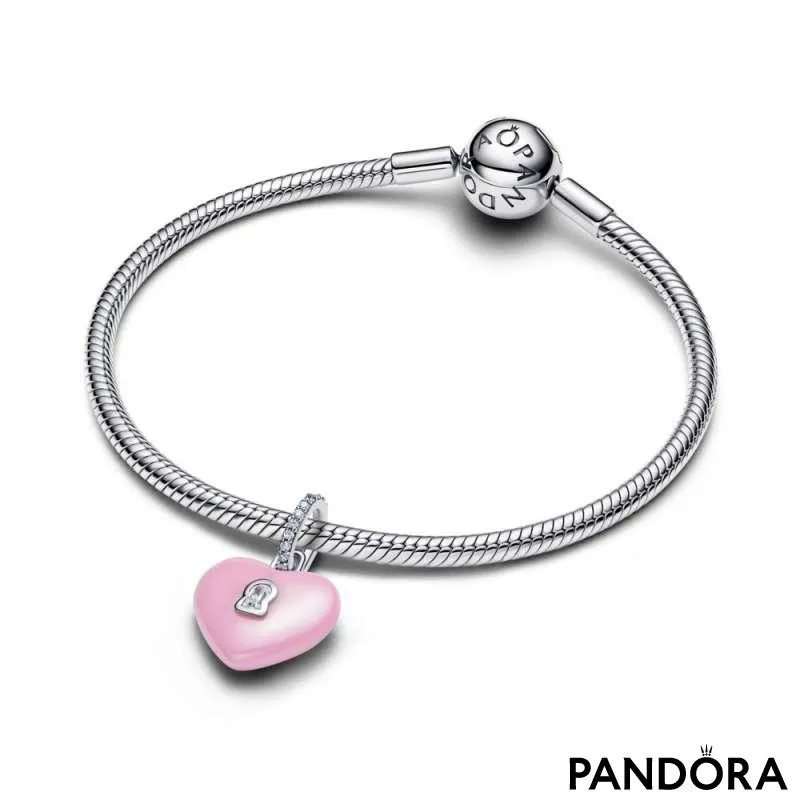 Подвеска-замок — розовое керамическое сердце 