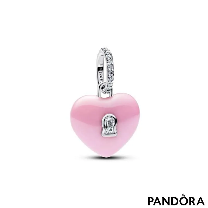 Подвеска-замок — розовое керамическое сердце 