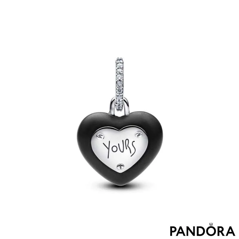 Подвеска-замок — матовое чёрное керамическое сердце 