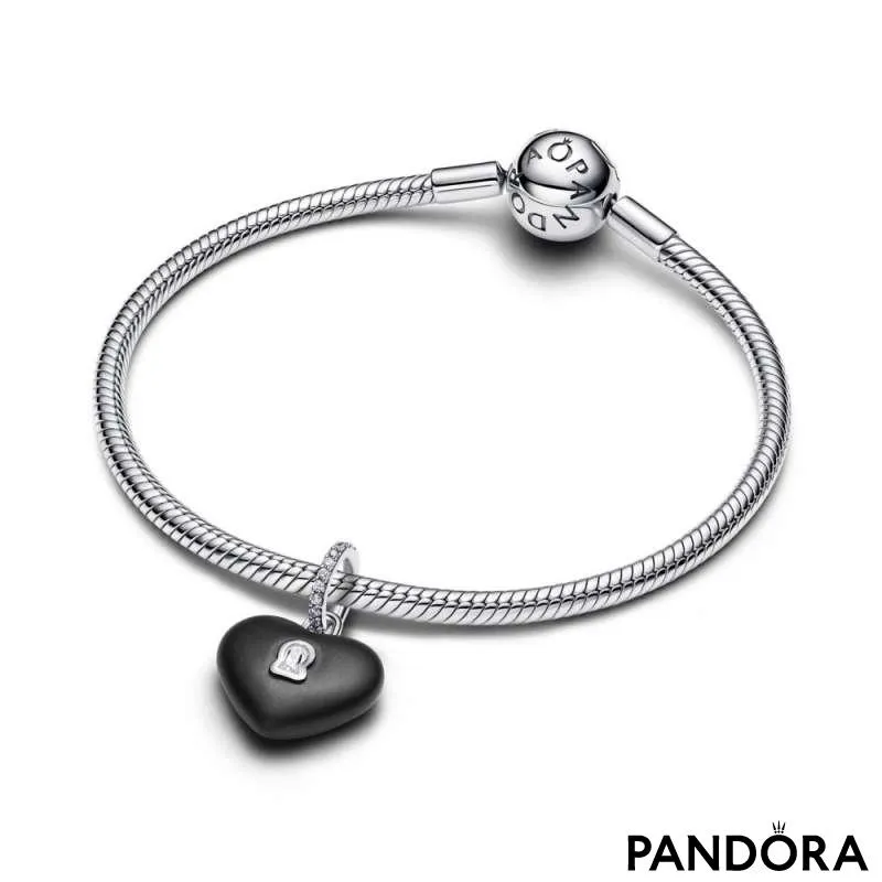 Подвеска-замок — матовое чёрное керамическое сердце 