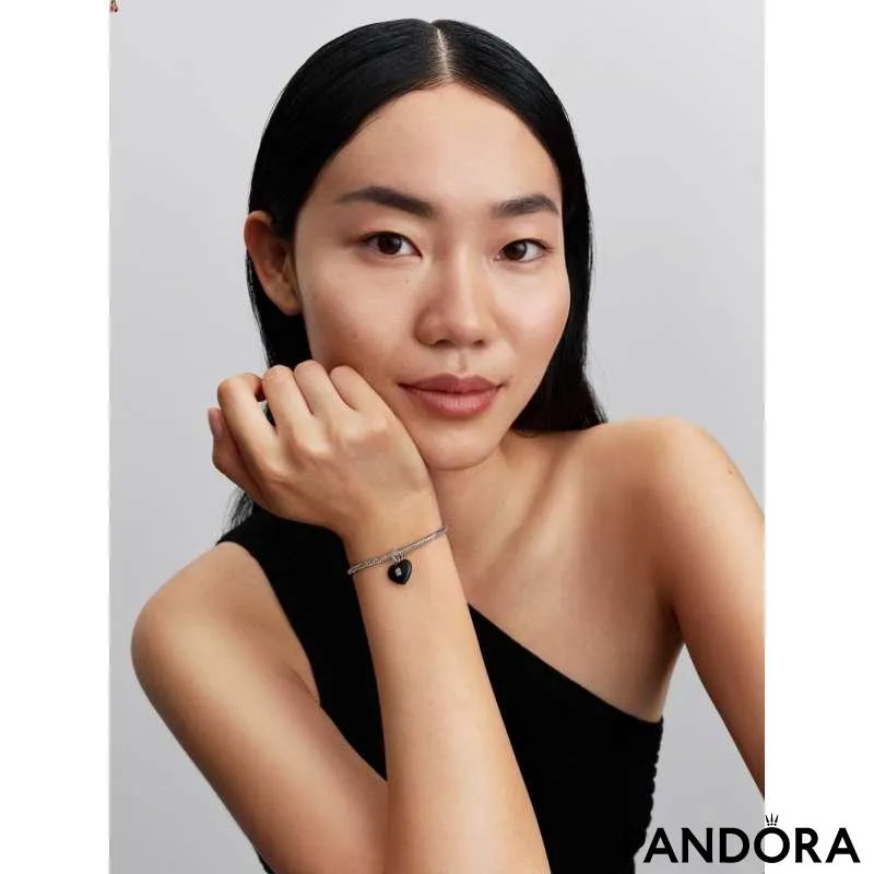 Подвеска-замок — матовое чёрное керамическое сердце 