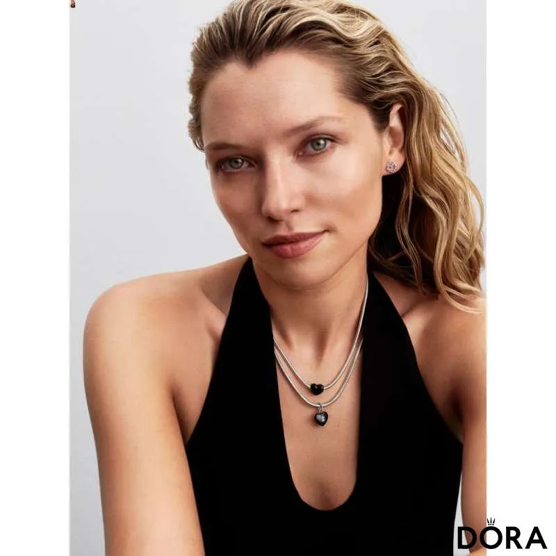 Подвеска-замок — матовое чёрное керамическое сердце 