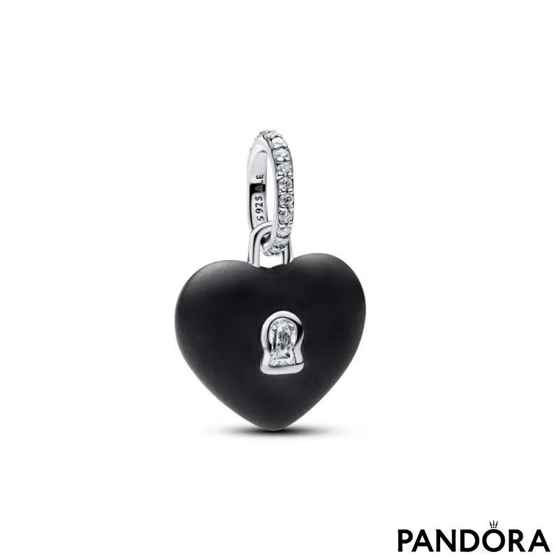 Подвеска-замок — матовое чёрное керамическое сердце 