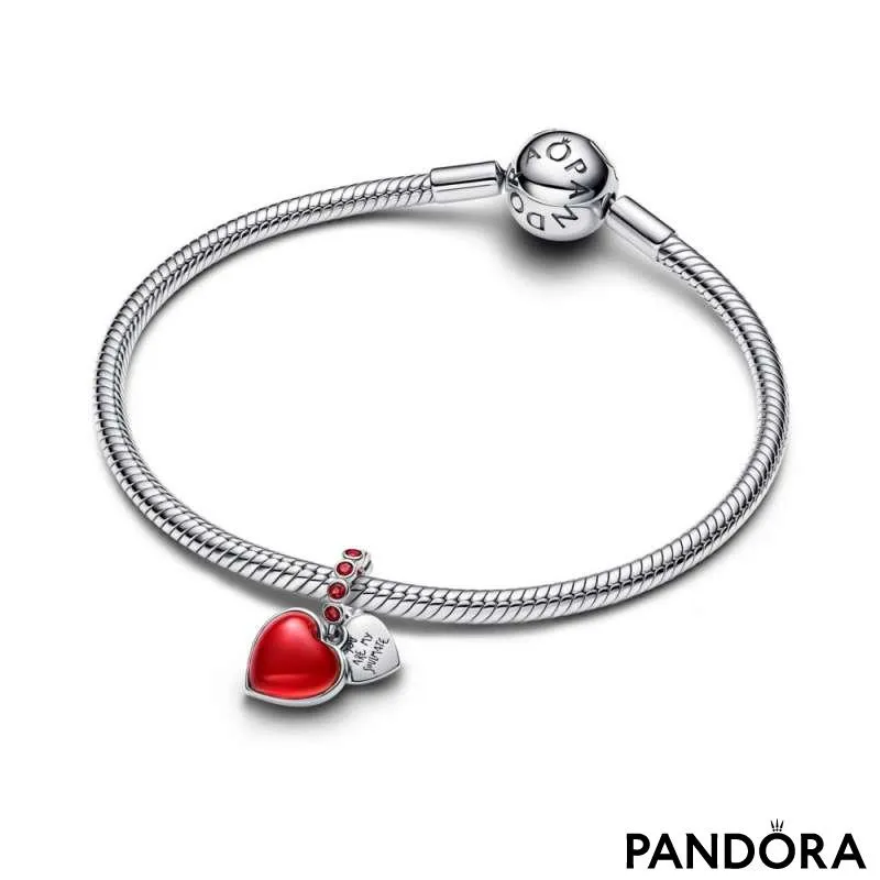 Двойная подвеска — красное сердце из муранского стекла 