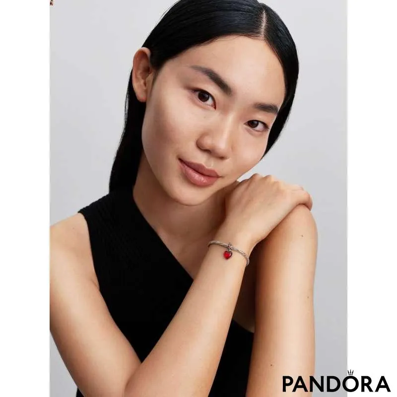 Двойная подвеска — красное сердце из муранского стекла 