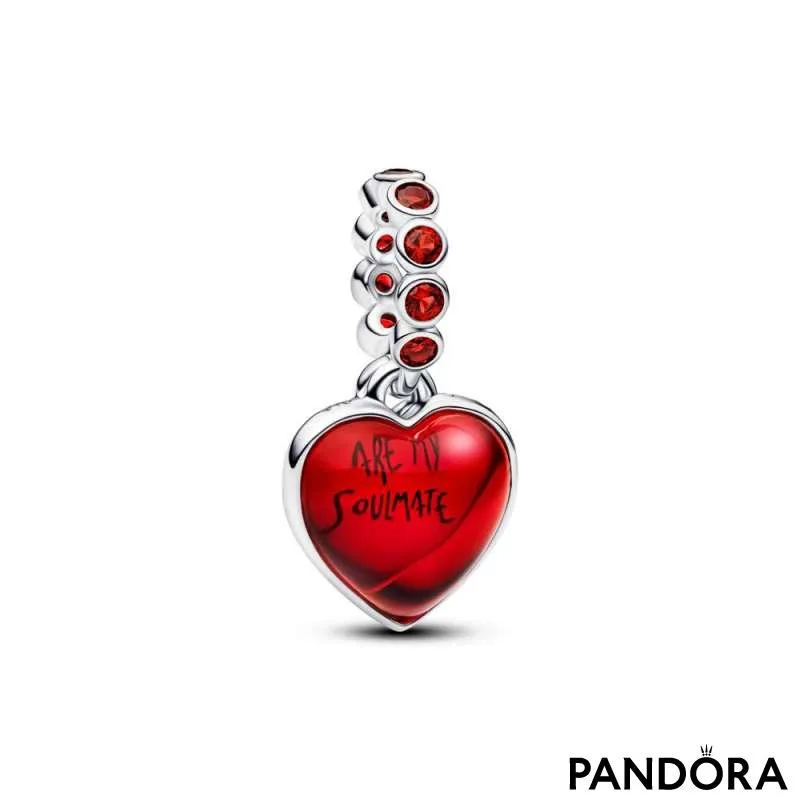 Двойная подвеска — красное сердце из муранского стекла 