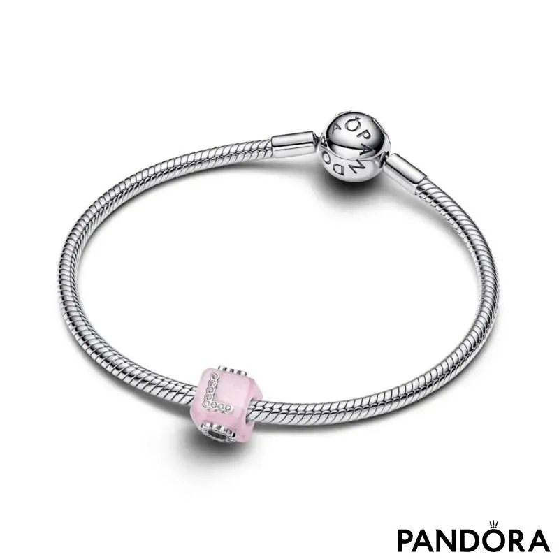 Talisman cu cubul iubirii și sticlă de Murano roz 