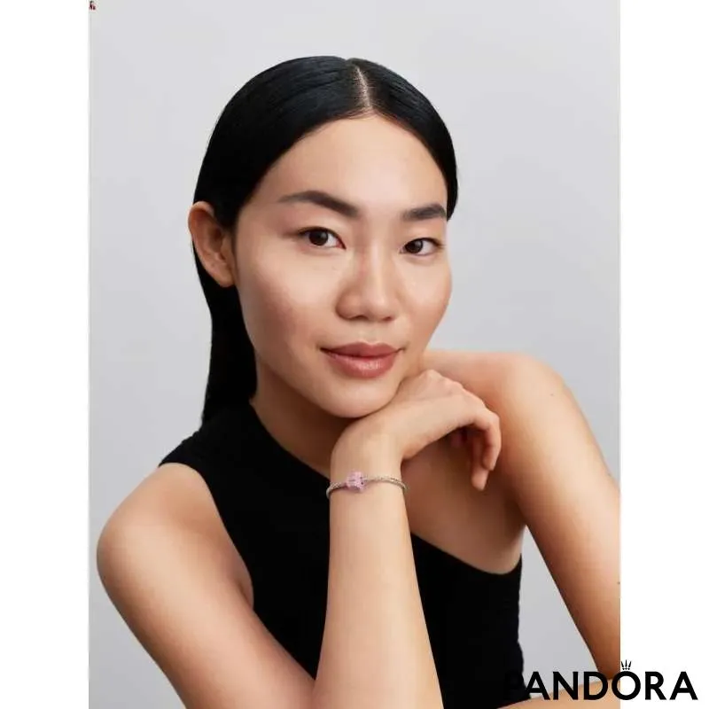 Talisman cu cubul iubirii și sticlă de Murano roz 