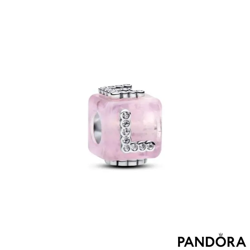 Talisman cu cubul iubirii și sticlă de Murano roz 