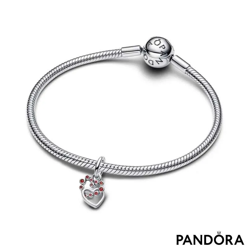 Подвеска с соединёнными сердцами и красными камнями 