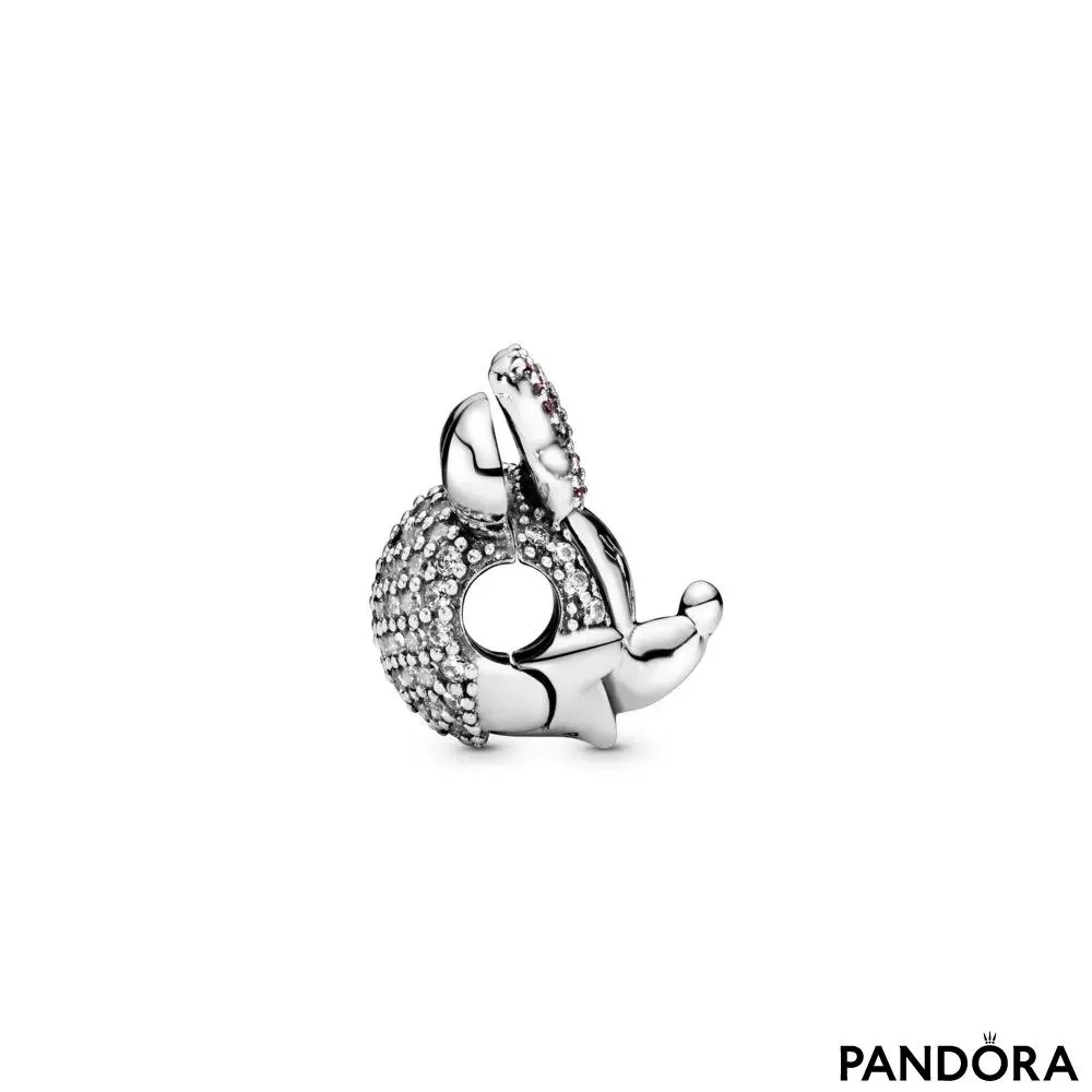 Talisman cu fixare ușoară tip pavé Funda roz a lui Minnie Mouse de la Disney