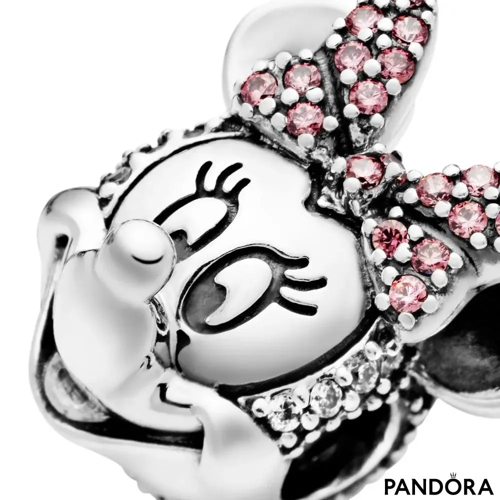 Talisman cu fixare ușoară tip pavé Funda roz a lui Minnie Mouse de la Disney
