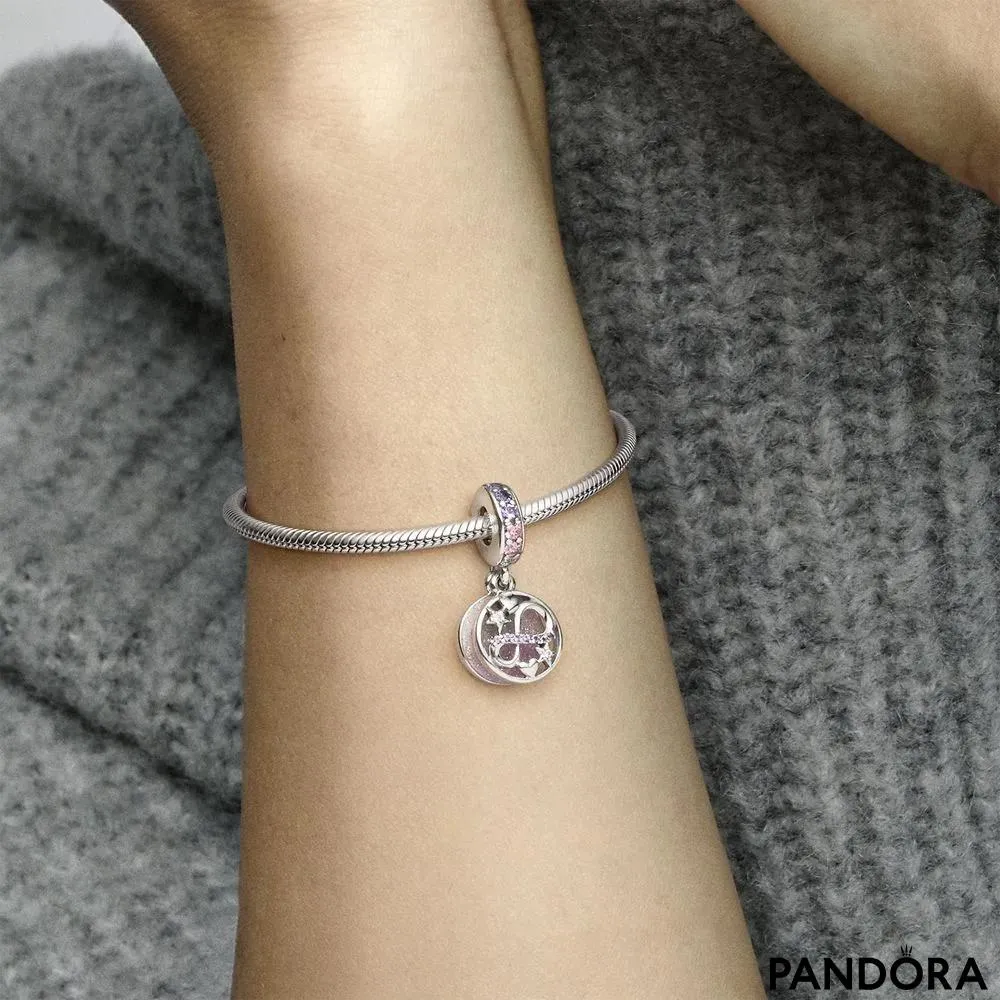 Talisman de tip pandantiv Stele și inimioare strălucitoare în stil infinity