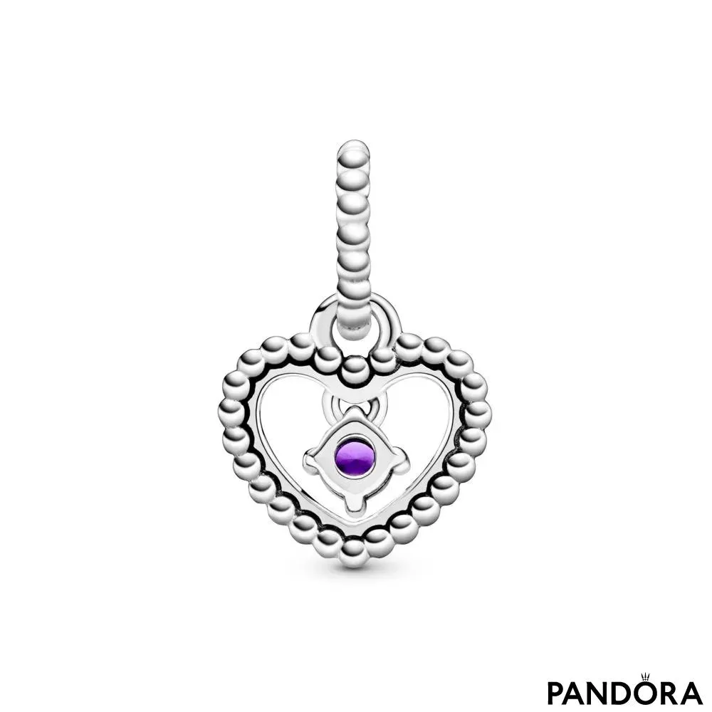 Talisman tip pandantiv cu inimioară cu mărgele violet