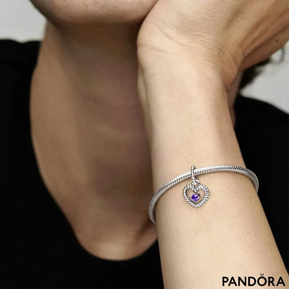 Talisman tip pandantiv cu inimioară cu mărgele violet