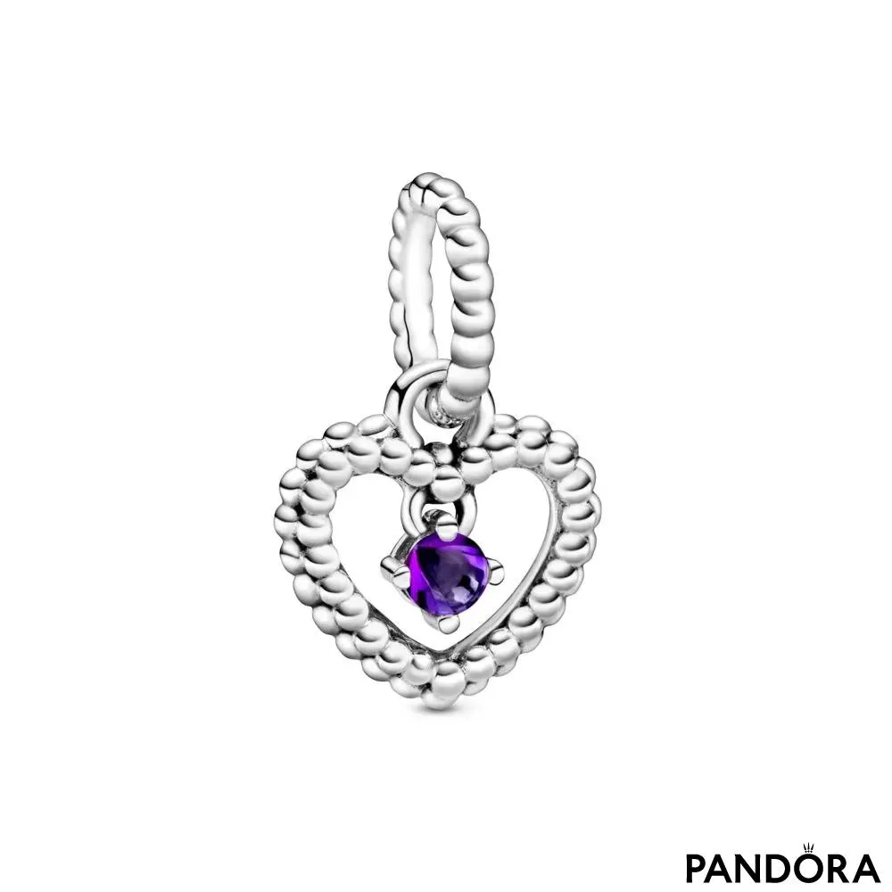 Talisman tip pandantiv cu inimioară cu mărgele violet