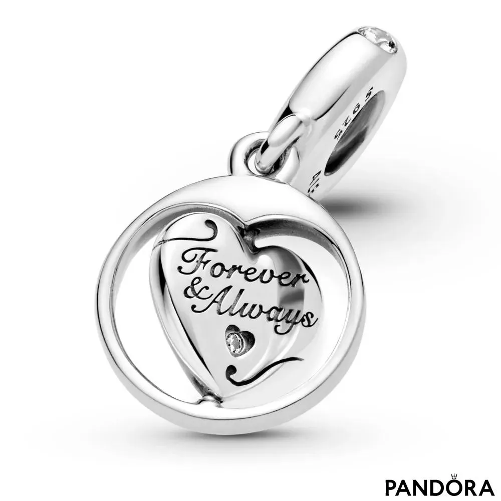 Talisman de tip pandantiv rotitor cu inscripțiile „Forever & Always” și „Soulmate”