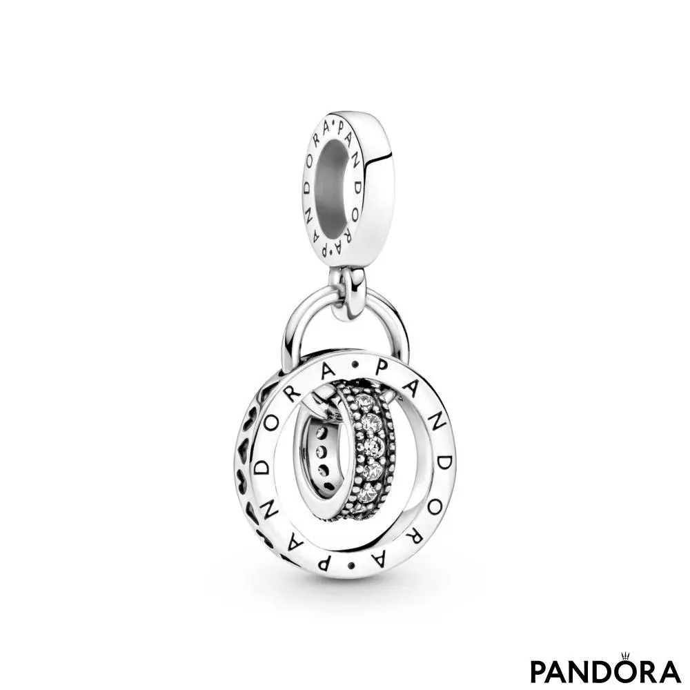 Talisman de tip pandantiv cu cercuri cu logo-ul Pandora 