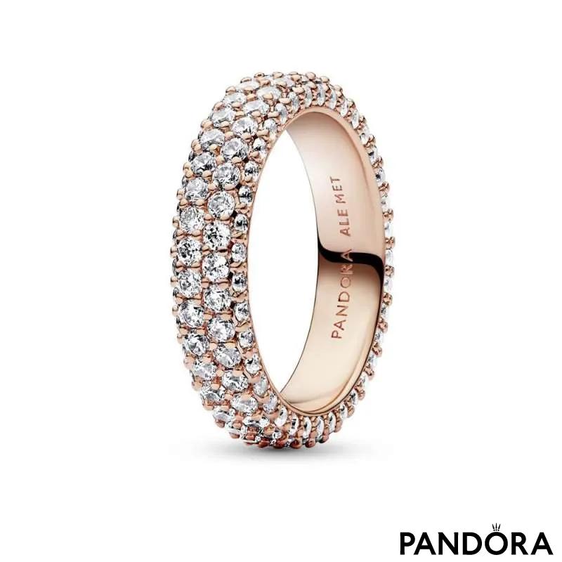 Inel cu un rând dublu de pietre pavé Pandora Timeless