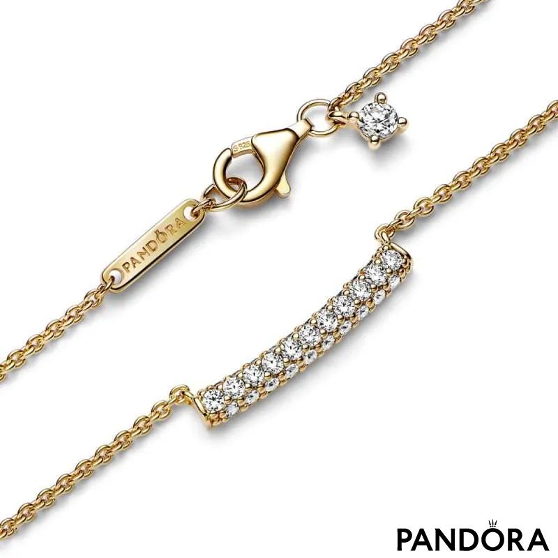 Colier cu bară cu un rând de pietre pavé Pandora Timeless