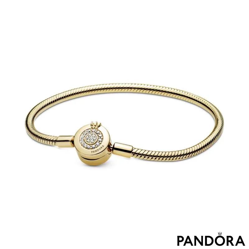 Brățară tip lanț clasic strălucitoare cu O cu coroană Pandora Moments