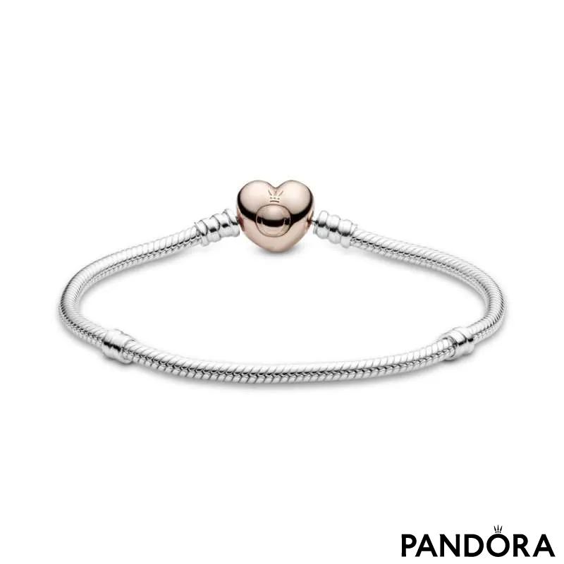 Brăţară Moments din argint, închizătoare cu inimă PANDORA Rose