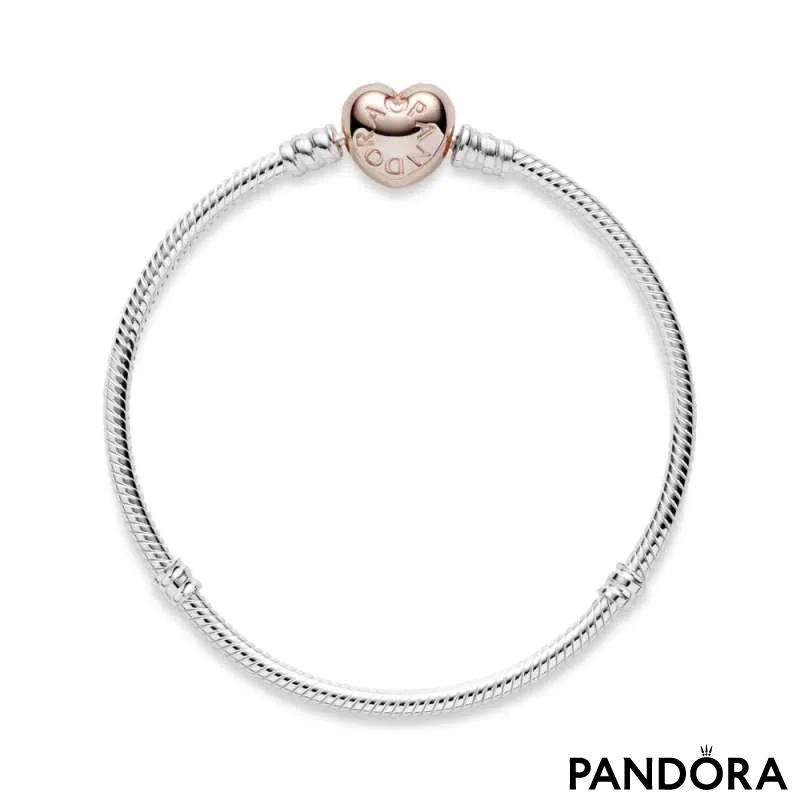 Brăţară Moments din argint, închizătoare cu inimă PANDORA Rose
