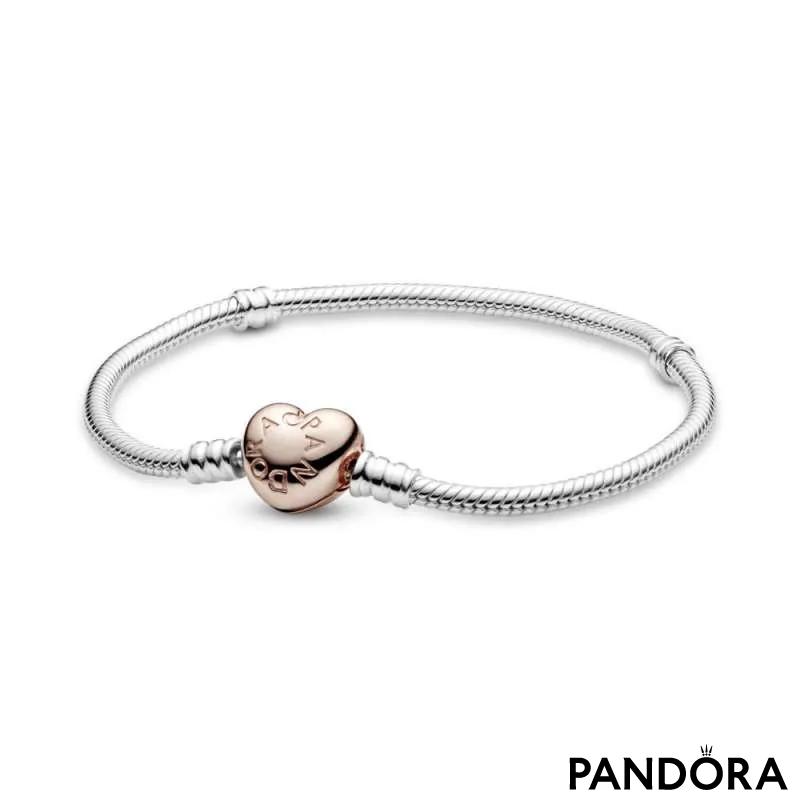 Brăţară Moments din argint, închizătoare cu inimă PANDORA Rose