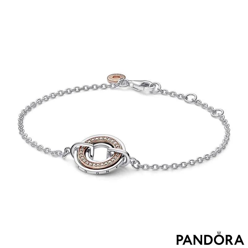Brățară lanț Pandora Signature Pavé cu logo bicolor