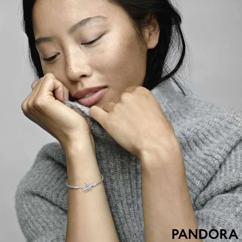 Brățară tip lanț clasic cu închizătoare în formă de stea asimetrică și bară în T Pandora Moments