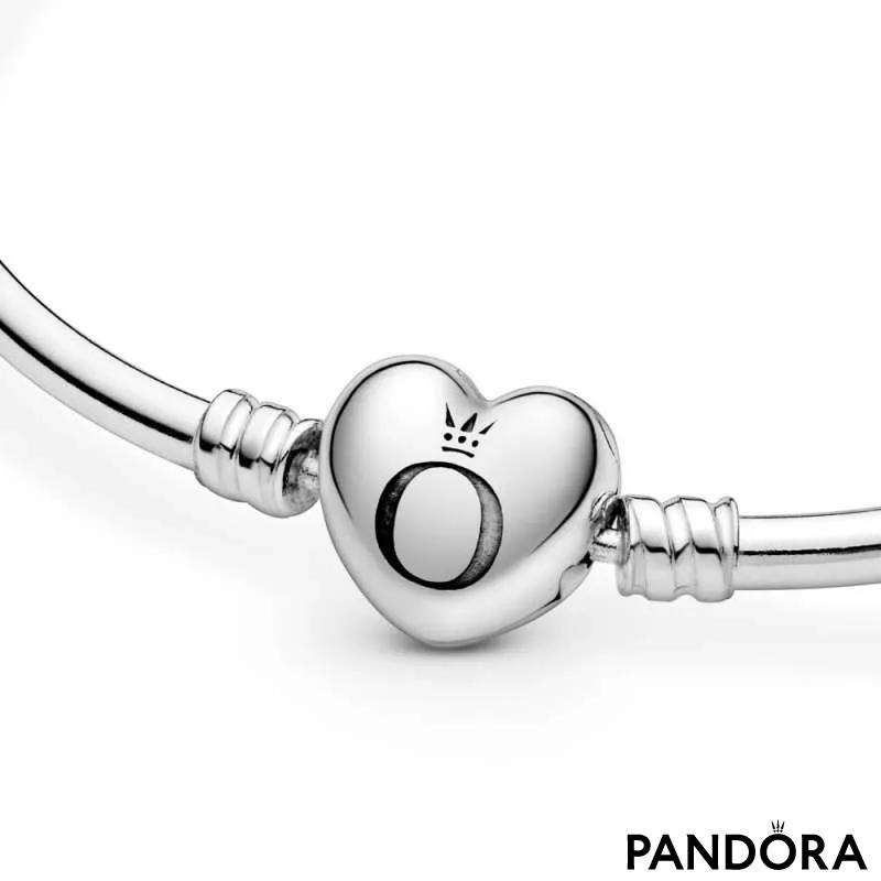 Brăţară bangle Moments din argint, cu închizătoare în formă de inimă cu logo