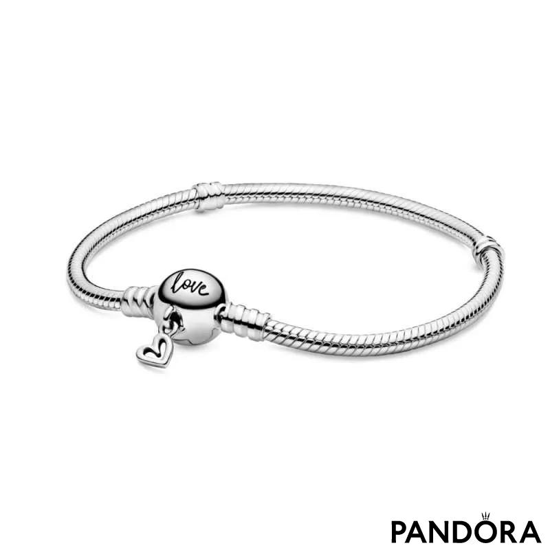 Brățară tip lanț clasic cu închizătoare în formă de inimă Pandora Moments
